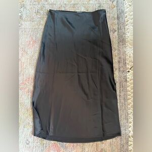 Black Silk Midi Skirt